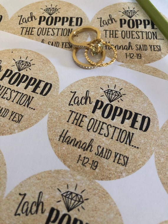 Engagement Stickers He Popped the Question Custom Wedding - Etsy