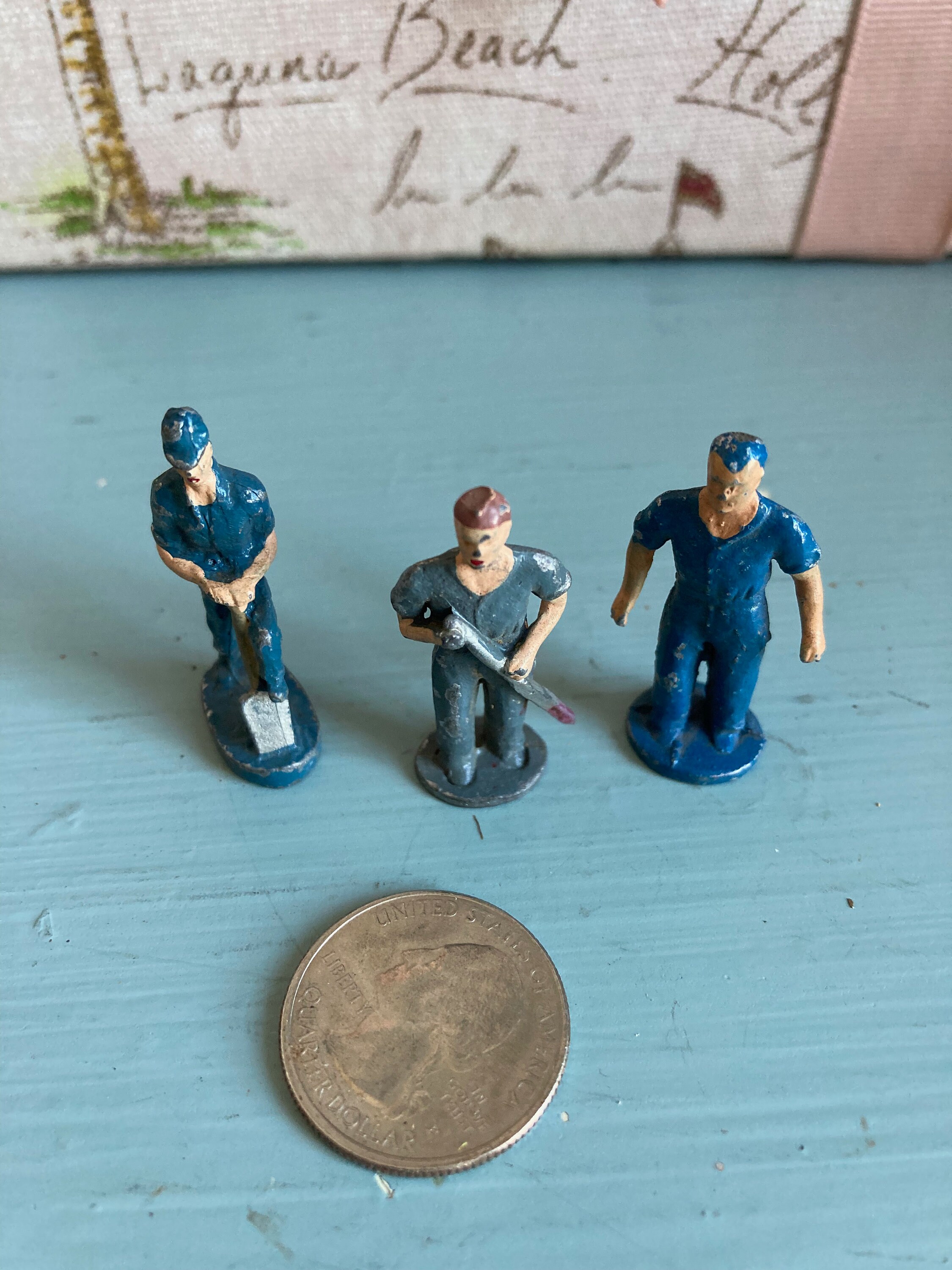 Miniatures Vintage Set of 3 Metal Workmen Figures Mechanics Miniatures
