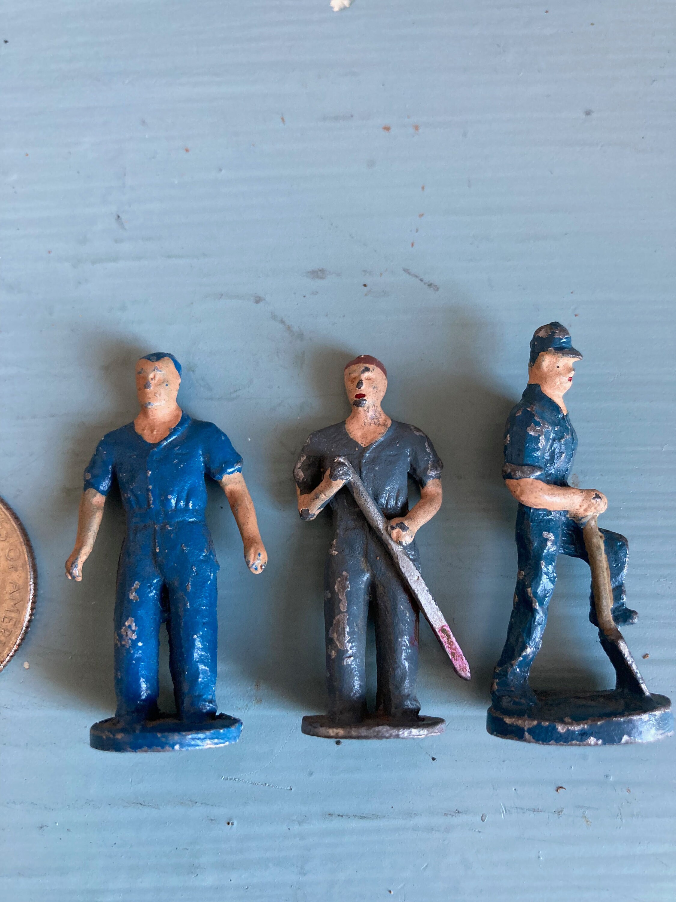 Miniatures Vintage Set of 3 Metal Workmen Figures Mechanics Miniatures