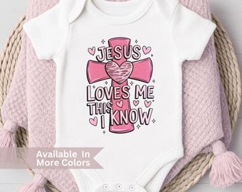 Jesus Loves Me Bodysuit and Christian Baby Gift or Baptism Dedication Newborn Outfit