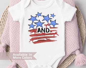 Stars and Stripes Fourth of July Bodysuit And Patriotic American Flag Toddler Girl Shirt