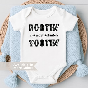 Rootin And Most Definitely Tootin Baby Boy Bodysuit Newborn Western Cowboy Gift Outfit