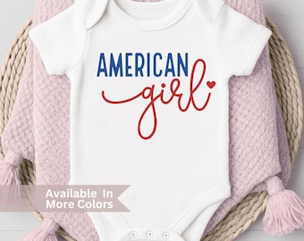 All American Girl Fourth of July Bodysuit And Patriotic Red White Blue Toddler Shirt