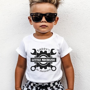 Mechanic Baby Bodysuit - Daddy's Little Mechanic In Training - Check Engine Diaper Gearhead Gift image 6