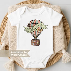 Let The Adventure Begin Baby Bodysuit- Retro Natural Baby Bodysuit- Pregnancy Announcement Bodysuit- Adventure Baby Bodysuit- New Baby Gift