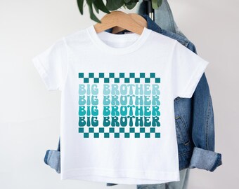 Big Brother Toddler Shirt - Retro Sibling Reveal Tee for Boys - Pregnancy Announcement Gift