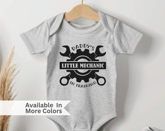 Mechanic Baby Bodysuit - Daddy's Little Mechanic In Training - Check Engine Diaper Gearhead Gift