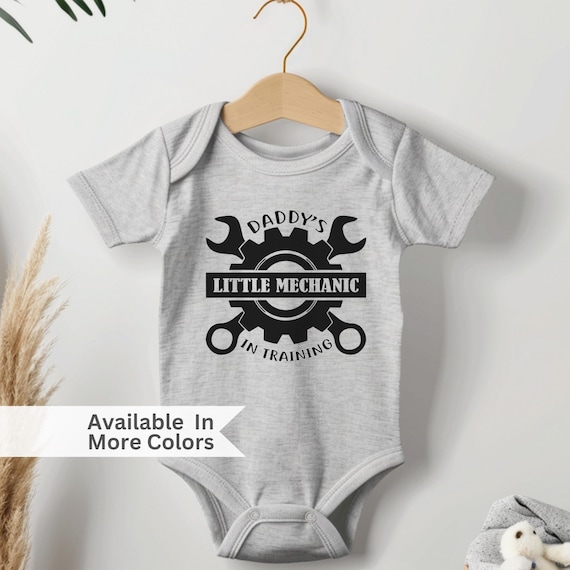 Mechanic Baby Bodysuit - Daddy's Little Mechanic In Training - Check Engine Diaper Gearhead Gift