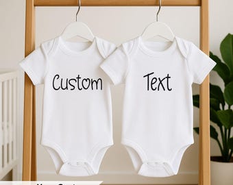 Custom Twin Bodysuit- Set Of 2 Twin Baby Bodysuit- Baby Name Twin Bodysuit- Personalized Twin Baby Shower Gift- Cute Twin Going Home Outfit