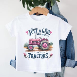 Just A Girl Who Loves Tractors Shirt - Pink Tractor Toddler Girl Outfit - Future Farmer Gift