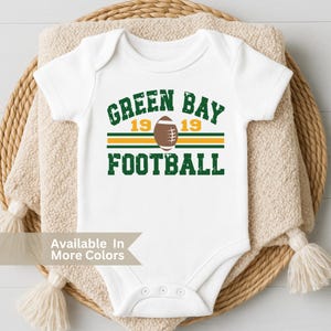 Green Bay Football Baby Bodysuit- Vintage Style Green Bay Football Toddler Shirt- Newborn Cheesehead Baby Gift- Packers Football Bodysuit