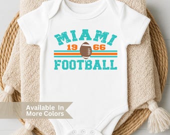 Miami Football Baby Bodysuit And Retro Dolphins Football Toddler Shirt