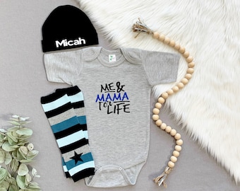 Me And Mama For Life Baby Boy Outfit, Baby Boy Outfit, Newborn Baby Boy Outfit, Baby Boy Take Home Outfit, Baby Boy Me And Mama Bodysuit
