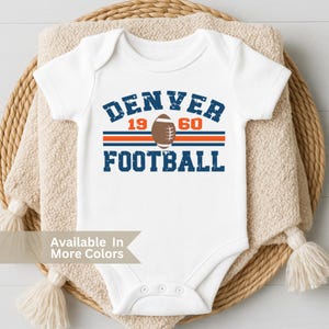 Denver Football Baby Bodysuit- Game Day Bodysuit- Football Baby Gift- Personalized Football Bodysuit- Retro Denver Football Toddler Shirt