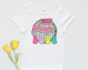 Hello Peeps, Easter Toddler Girls Shirt, Easter Retro Toddler Girl Tee, Kids Easter Shirt, Chillin With My Peeps Baby Bodysuit, Peeps Shirt