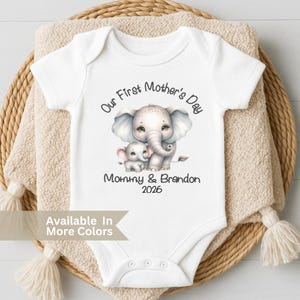 Personalized Elephant Mother&#39;s Day Bodysuit: Mommy and Me Outfit