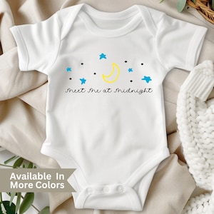 Meet Me At Midnight Baby Bodysuit- New Baby Gift- Funny Newborn Bodysuit- Cute Unisex Baby Gift- Baby Announcement Bodysuit- Infant Newborn