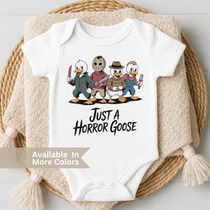 Just a Horror Goose Bodysuit- Halloween Baby Bodysuit- Baby Halloween Bodysuit- Halloween Goose Toddler Tee- Cute Horror Kids- Spooky Baby