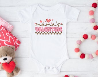 Mamas Valentine, Baby Bodysuit,  Mommy Is My Valentine, Baby Valentine Outfit, Baby First Valentines Day Shirt, Cute Valentines Day Bodysuit