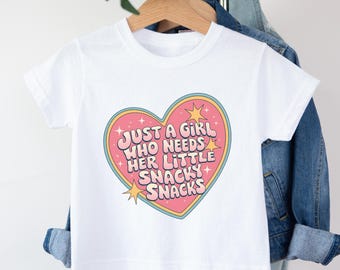 Just A Girl Who Needs Her Little Snacky Snacks Toddler Girl Shirt - Snack Queen Tee