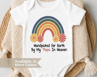 Personalized Memorial Bodysuit - Handpicked for Earth, Heaven Sent Rainbow Baby Announcement