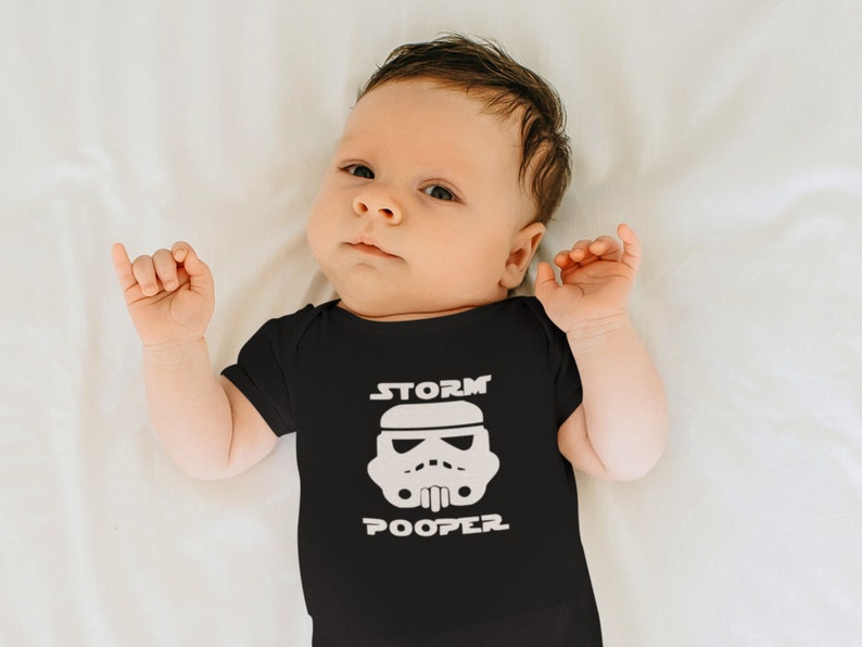 Storm Pooper Baby Bodysuit, Storm Pooper, Funny Star Wars Baby Outfit, Funny Baby Bodysuit, Storm Trooper Baby, Sci-fi Baby, Star Wars Baby image 3