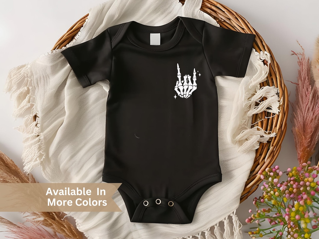 Baby Boy Rock N Roll Bodysuit- Skeleton Hand Bodysuit- Rock on Baby ...