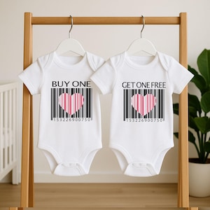 Set Of 2 Twin Baby Bodysuit- Buy One Get One Free Twin Bodysuit- Twin Baby Shower Gift- Funny Twin Bodysuit Set- Newborn Twins Baby Gifts