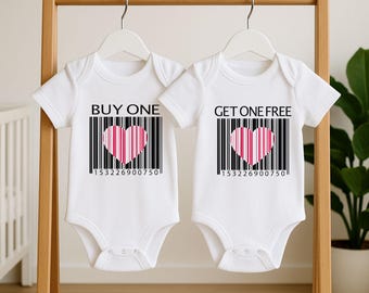 Set Of 2 Twin Baby Bodysuit- Buy One Get One Free Twin Bodysuit- Twin Baby Shower Gift- Funny Twin Bodysuit Set- Newborn Twins Baby Gifts