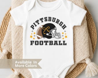 Pittsburgh Football Baby Girl Bodysuit - Coquette Steelers Toddler Girl Shirt