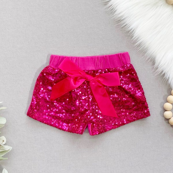 Hot Pink Sequin Shorts, Baby Girl Shorts, Sequin Shorts, Pink Sparkle Shorts, Toddler Sequin Shorts, Pink Glitter Shorts, Birthday Shorts