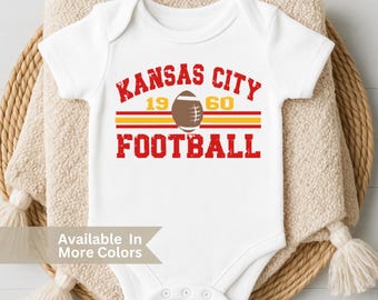 Kansas City Football Baby Bodysuit - Retro Chiefs Toddler Shirt - Arrowhead Baby Shower Gift