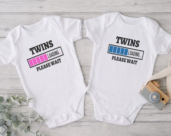 Twin Pregnancy Announcement Bodysuit | Twin Baby Reveal Bodysuit | Gender Reveal Bodysuit | Custom Twin Baby | New Baby Announcement Twins