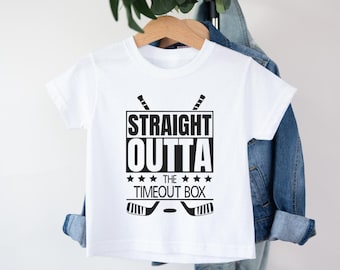 Straight Outta Timeout Box Hockey Baby Bodysuit - Funny Hockey Toddler Boy Shirt