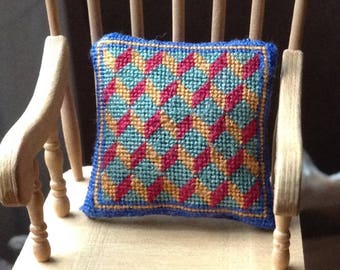 Dollshouse CHART - Coloured Blocks -cushion - 1/12th scale miniature needlepoint