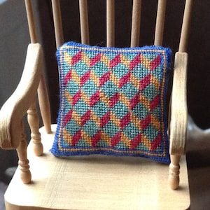 Dollshouse KIT - &quot;Coloured Blocks&quot; cushion - 1/12th Scale miniature needlepoint