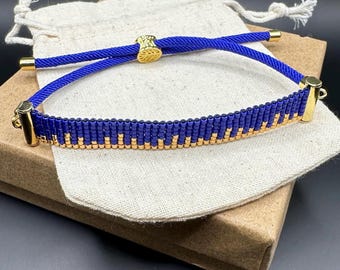 Adjustable Bead Loom Woven Beaded Bracelet with Miyuki Delica Seed Beads