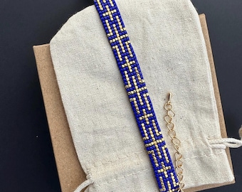 Adjustable Bead Loom Woven Beaded Bracelet with Miyuki Delica Seed Beads