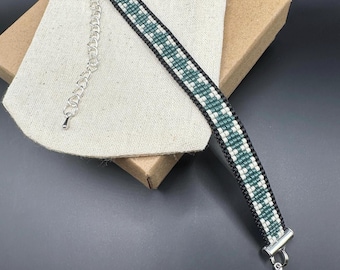 Adjustable Bead Loom Woven Beaded Bracelet with Miyuki Delica Seed Beads