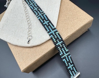 Adjustable Bead Loom Woven Beaded Bracelet with Miyuki Delica Seed Beads