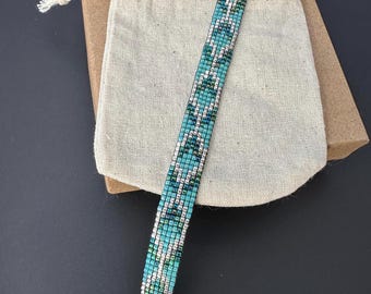 Adjustable Bead Loom Woven Beaded Bracelet with Miyuki Delica Seed Beads