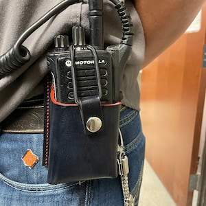 Leather Radio holster, customizable leather radio holder, radio holder, radio bucket
