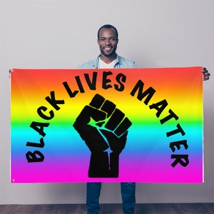 BLM Pride Flag, Black Lives Matter Flag, Black Life Matter Rainbow Flag, 5FT X 3FT,  150CM X 90CM