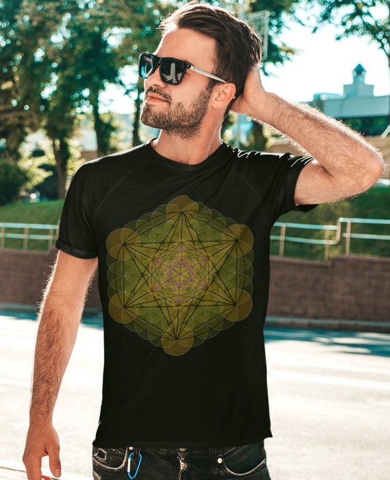 Sacred Geometry Organic Cotton Metatron Cube Shirt, Spiritual Symbol,  Flower of Life Psychodelic T-shirt - Etsy