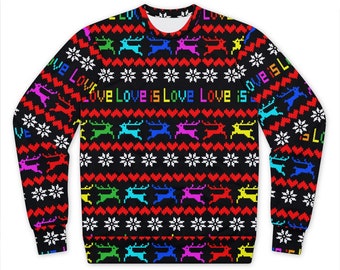 Lgbtq Christmas Sweater, Gay Christmas Jumper, Funny LGBT Pride Xmas gift, LGBT Xmas Ugly Sweater, Love is Love Holiday Sweatshirt