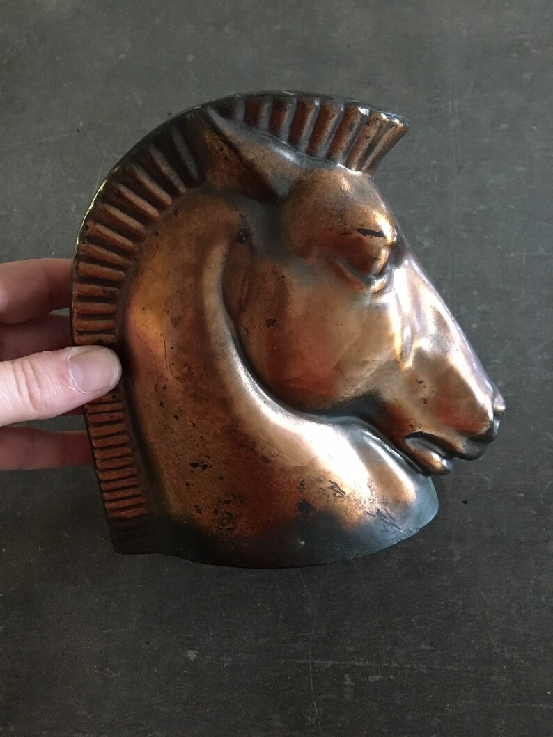 Vintage Bronze Brass Trojan Horse Head Bookend Art Deco Etsy