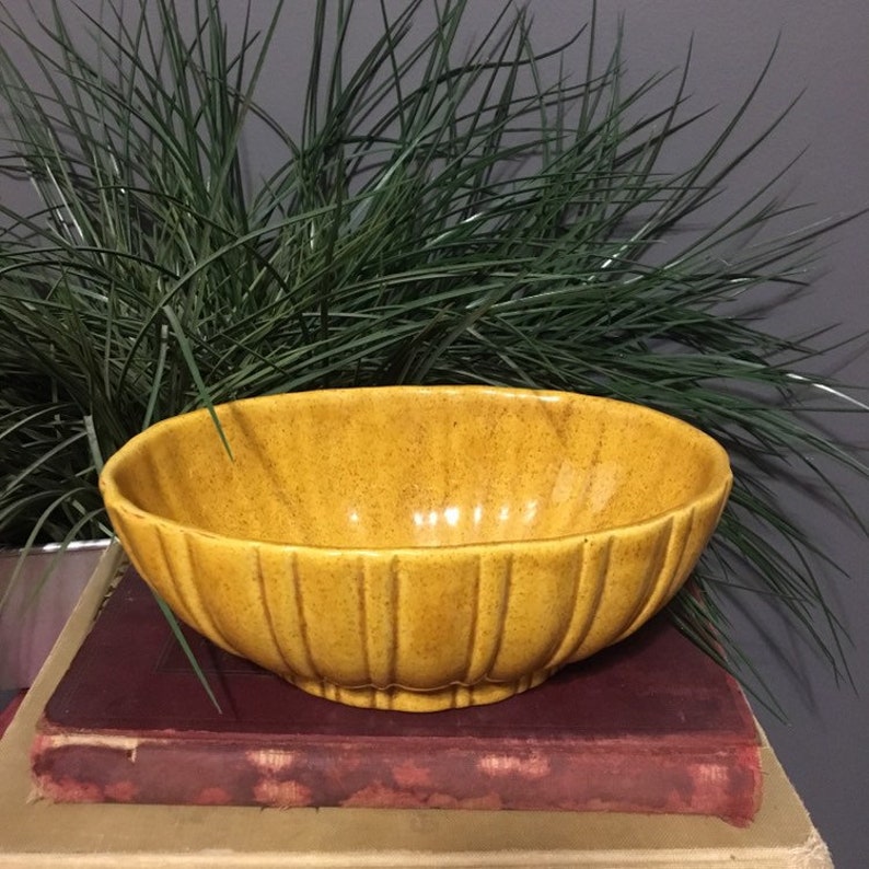 Vintage Haeger Mustard Yellow Planter Mid Century Oval Ceramic