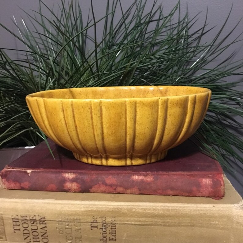 Vintage Haeger Mustard Yellow Planter Mid Century Oval Ceramic