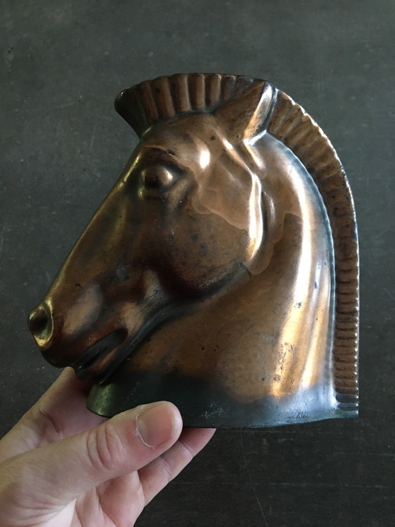 Vintage Bronze Brass Trojan Horse Head Bookend Art Deco Etsy