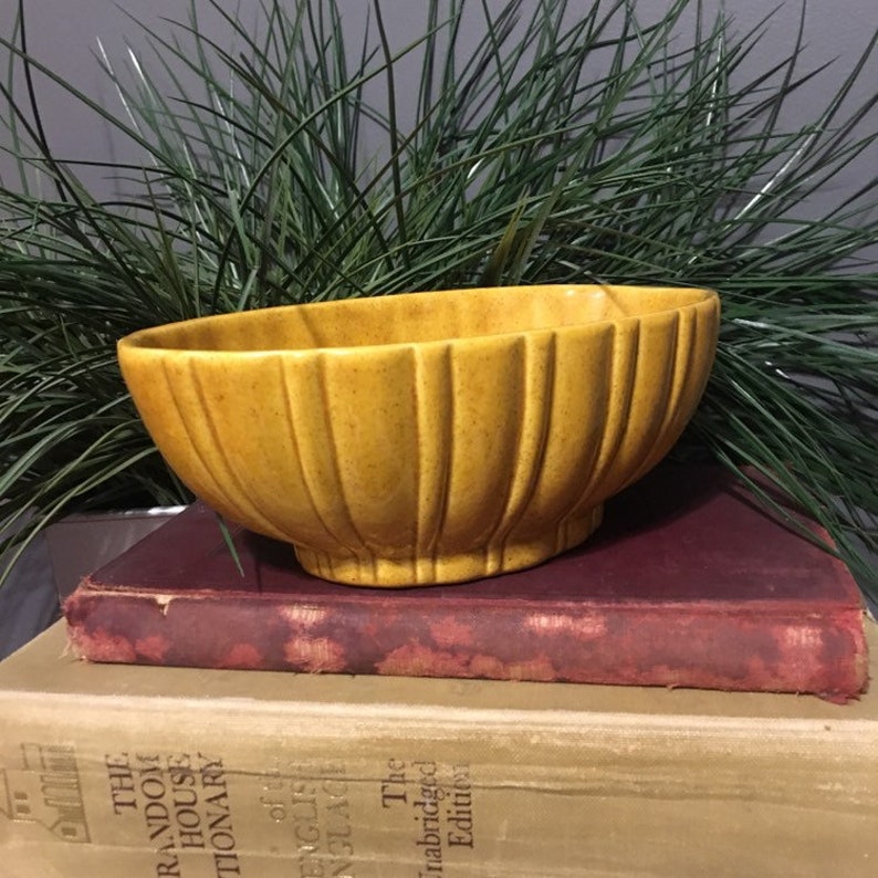 Vintage Haeger Mustard Yellow Planter Mid Century Oval Ceramic